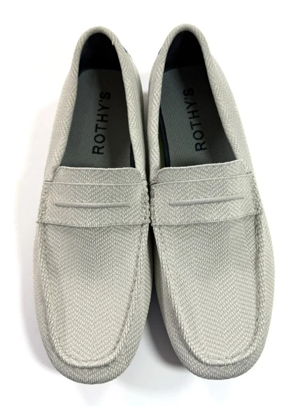 Rothys Mens Driving Loafer Size 13 Gray Herringbone Slip On Shoes Knit Driver
